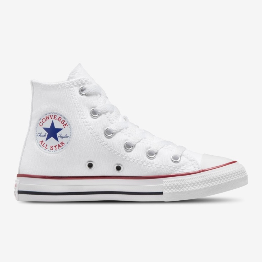 Converse All Star Youth White High-Tops with Red and Blue Trim Youth Size 13